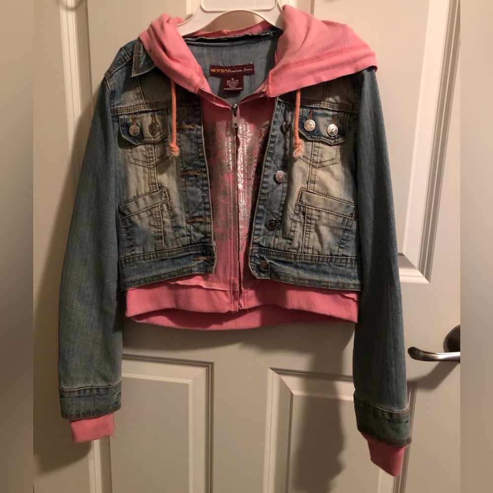 Neeso Medium Layered Pink and Blue Jean Jacket